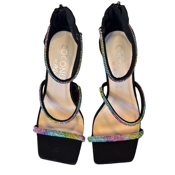 371. Coconuts by Matisse multicolor strap zip up high heels (5.5) - Picture 1 of 6